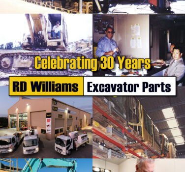 30 years RD Williams Excavator Parts is proudly celebrating 30 years image outlining start of the business to today